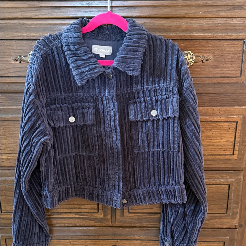 Tractr Kids Dark Blue Corduroy Teddy Jacket